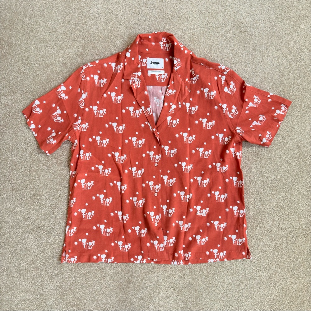 Brava Fabrics Mikia Printed Coral Blouse Small